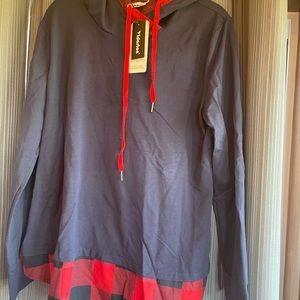 Hoodie.. Navy blue with red/blue Buffalo trim…2X